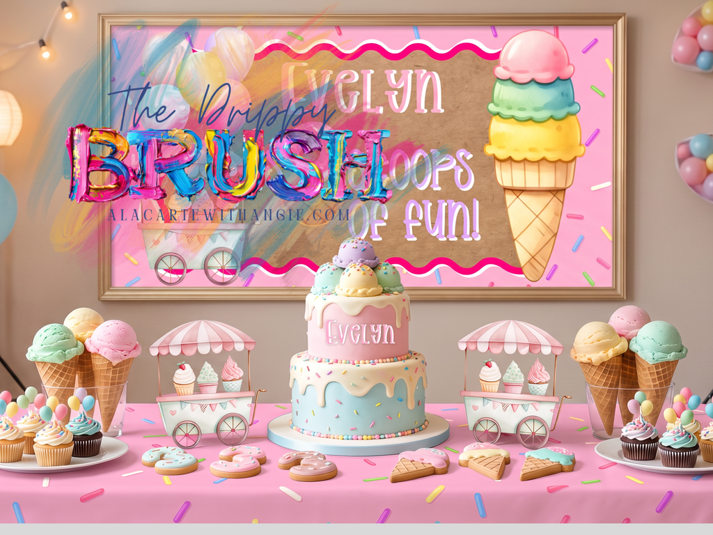 Digital Download Banner Design- ICE CREAM BIRTHDAY