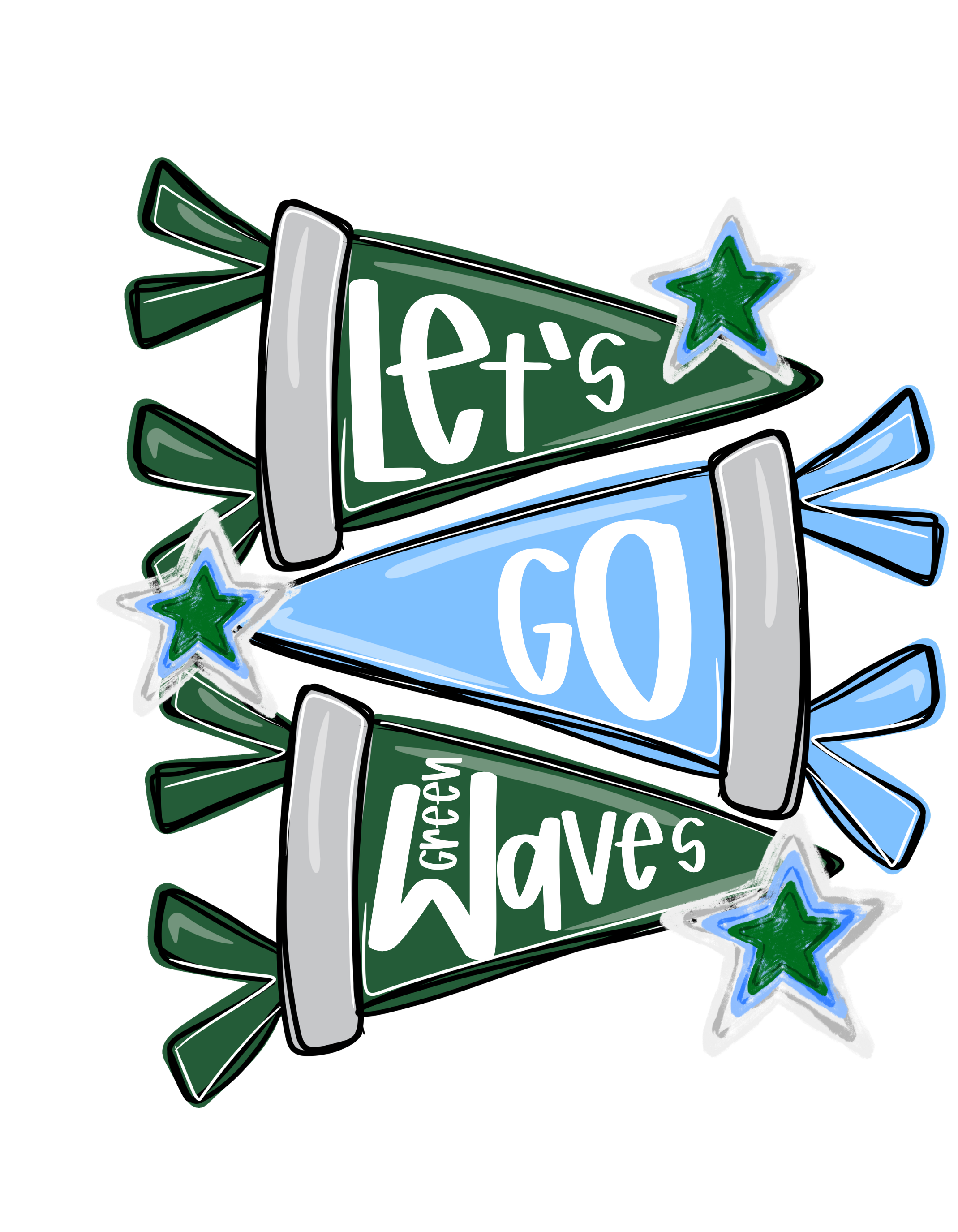 SCHOOL SPIRIT WEAR-GREEN WAVES