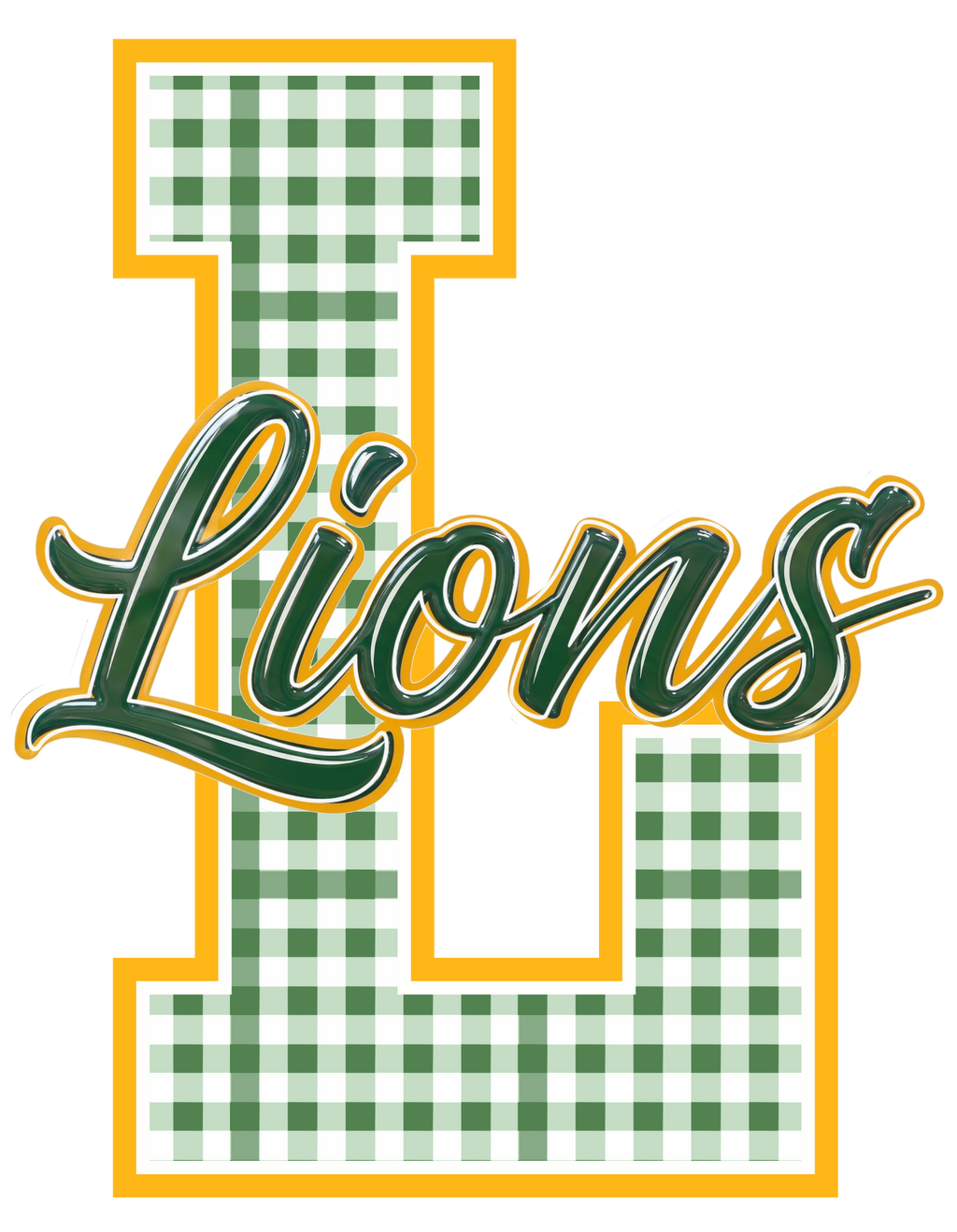 SCHOOL SPIRIT WEAR-LIONS (GREEN & GOLD) GINGHAM