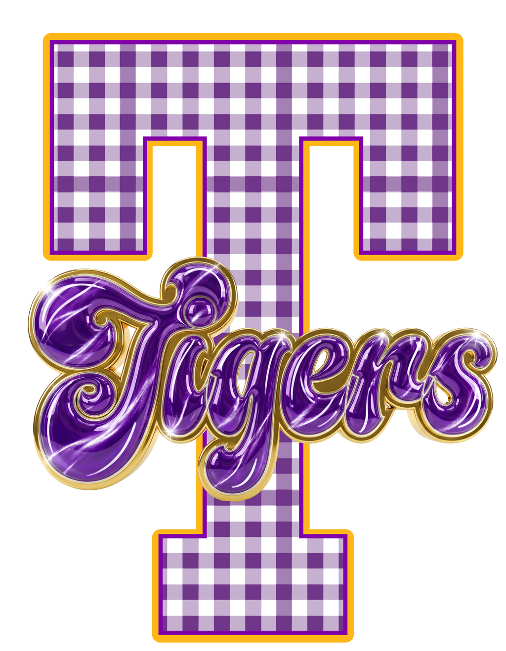 SCHOOL SPIRIT WEAR-TIGERS (PURPLE & GOLD) GINGHAM