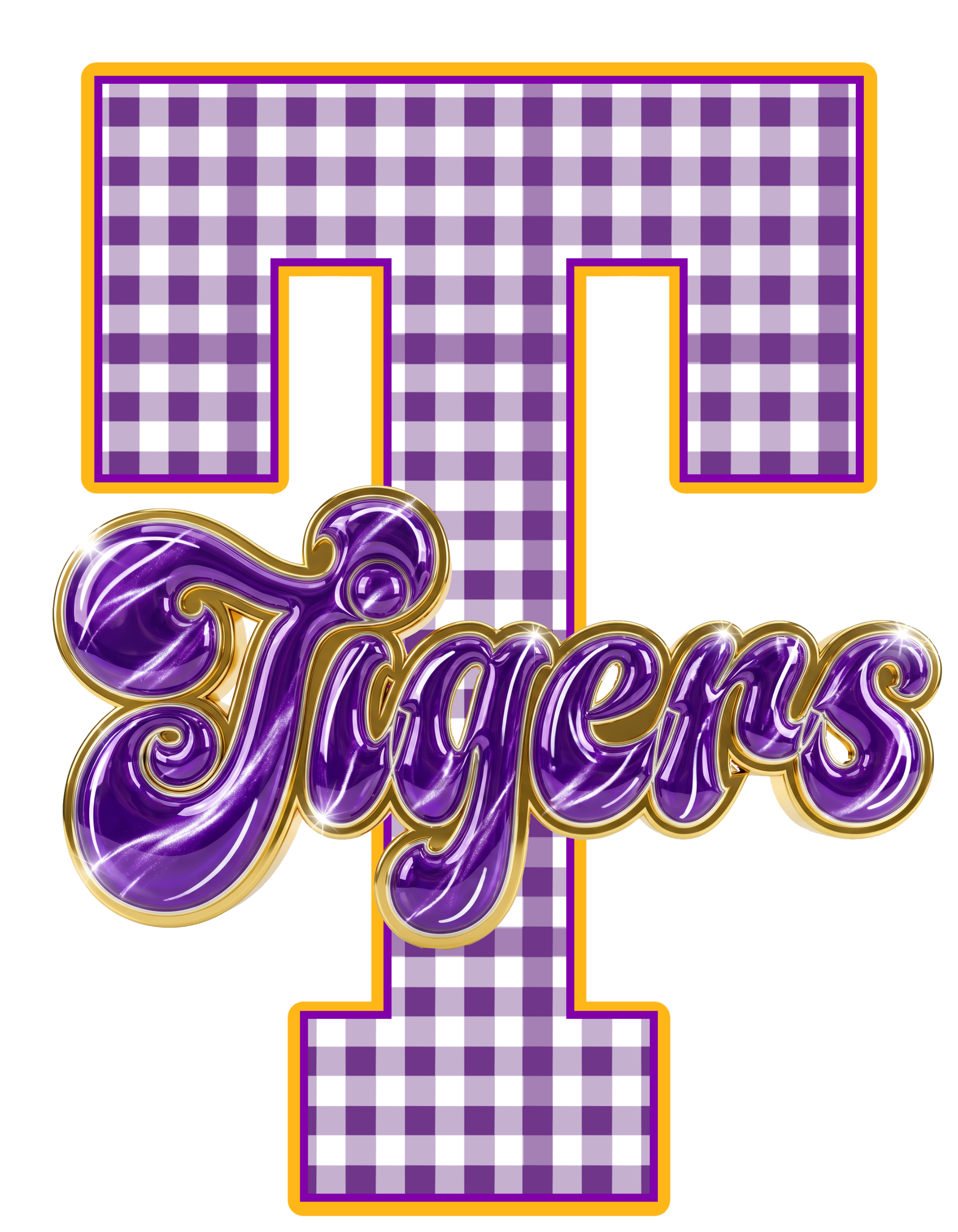 SCHOOL SPIRIT WEAR-TIGERS (PURPLE & GOLD) GINGHAM