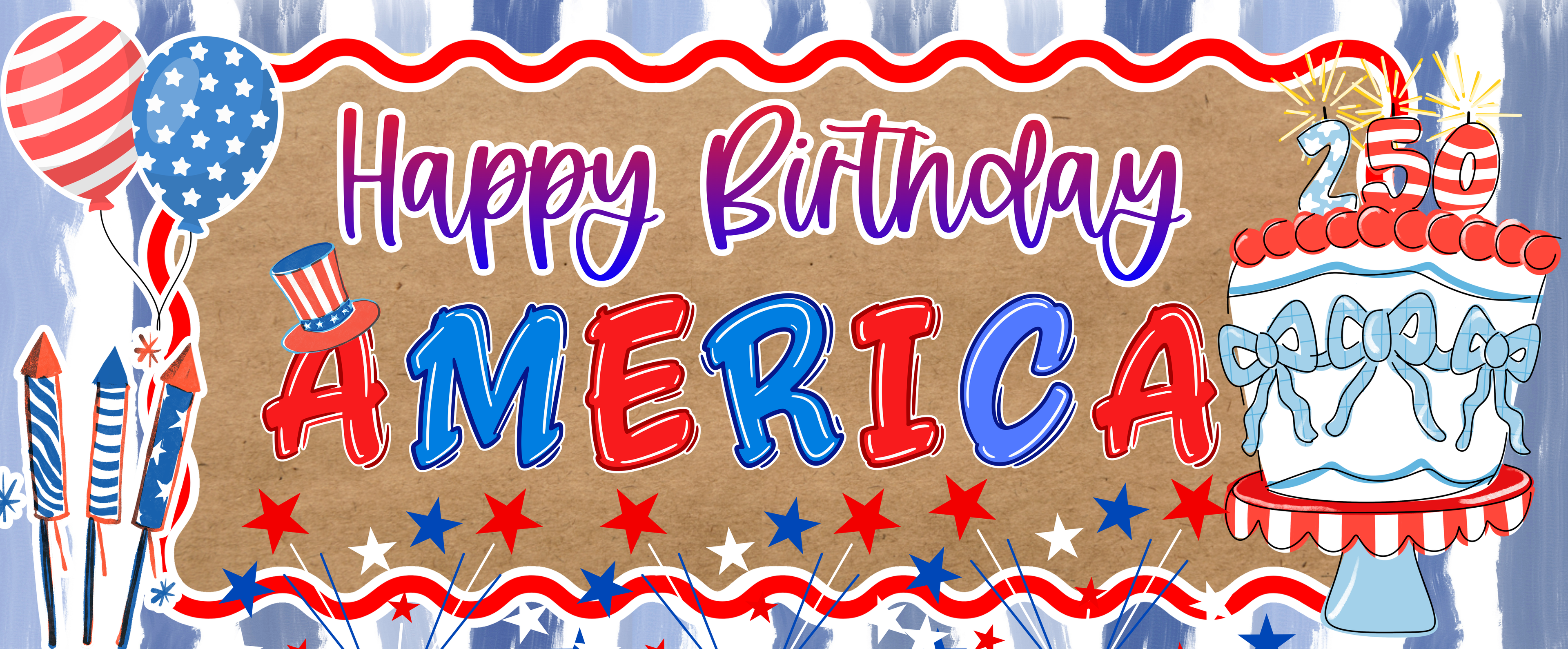 Digital Download Banner Design - HAPPY BIRTHDAY USA