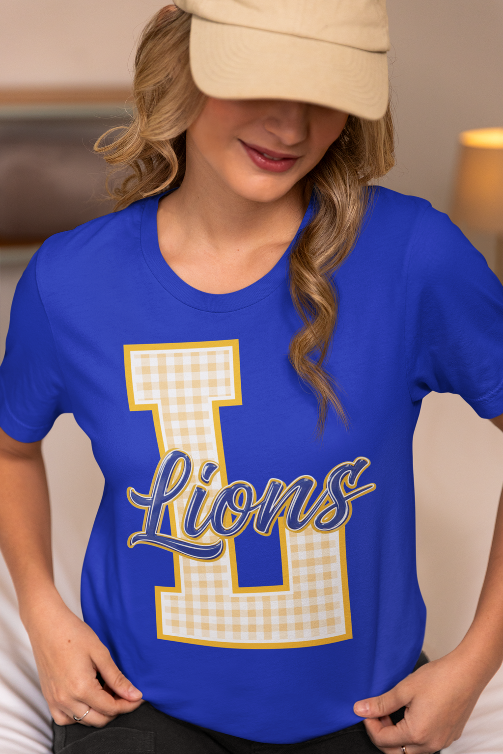 SCHOOL SPIRIT WEAR-LIONS (BLUE & GOLD) (GINGHAM)