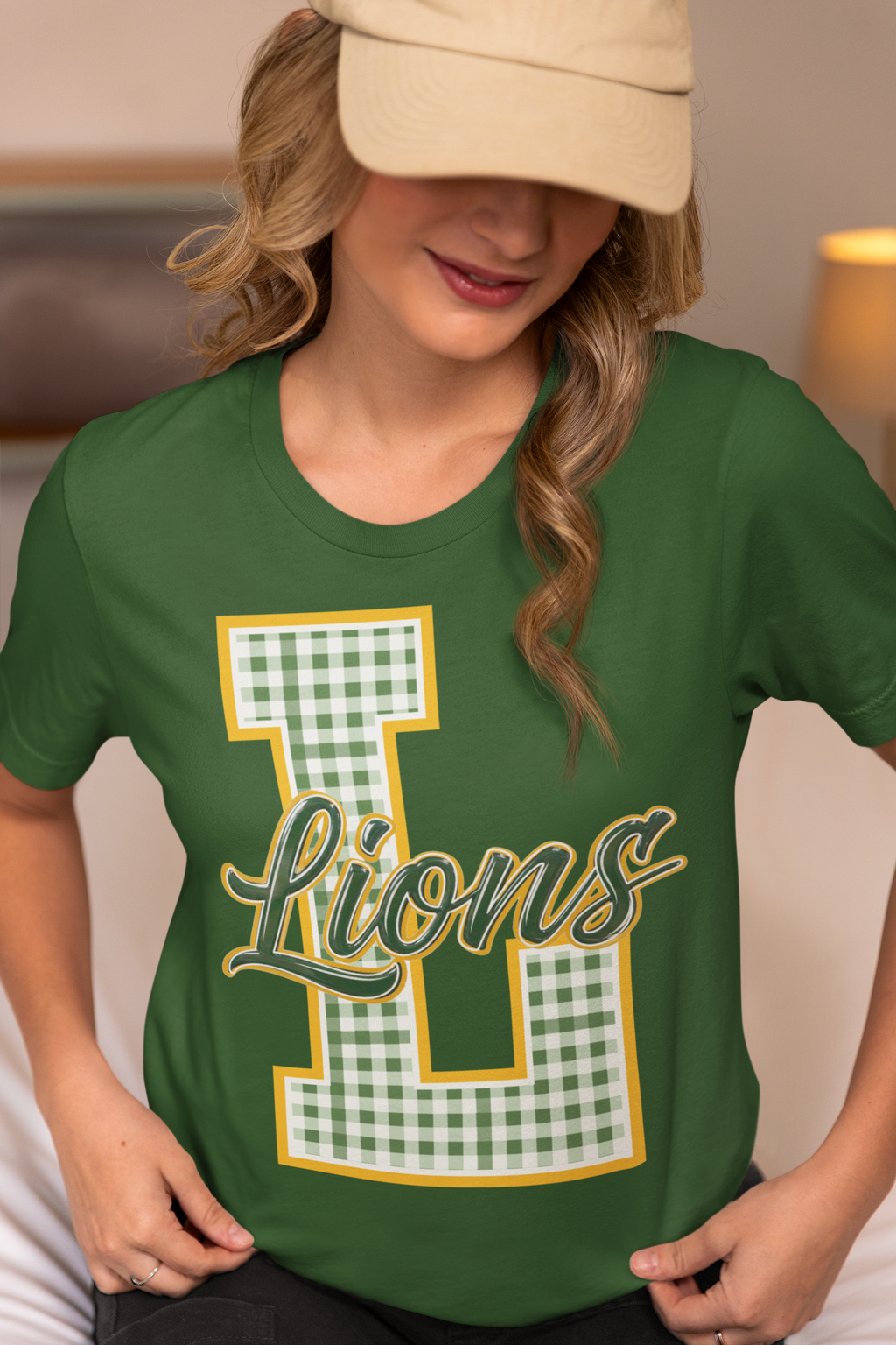 SCHOOL SPIRIT WEAR-LIONS (GREEN & GOLD) GINGHAM