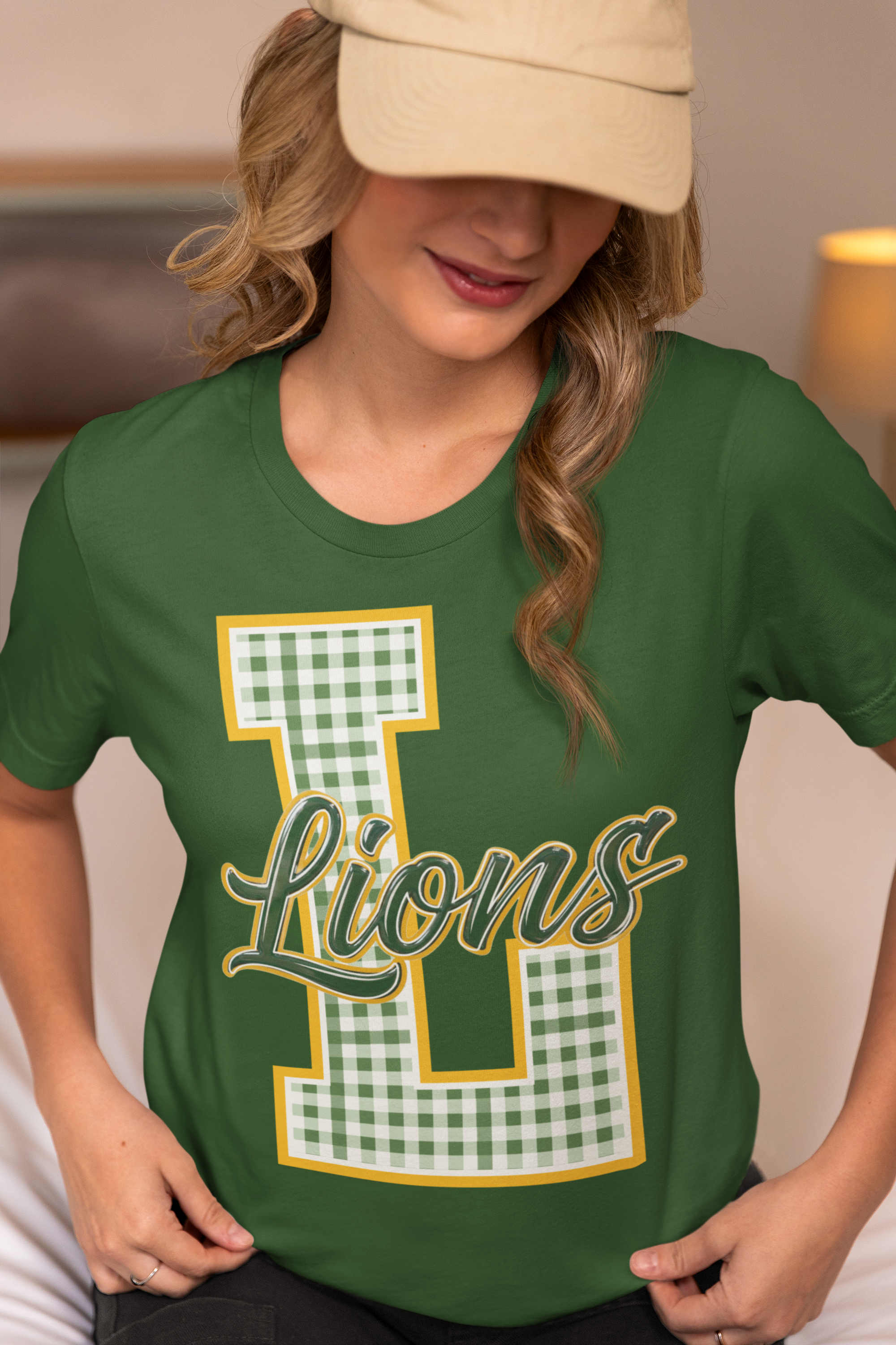 SCHOOL SPIRIT WEAR-LIONS (GREEN & GOLD) GINGHAM